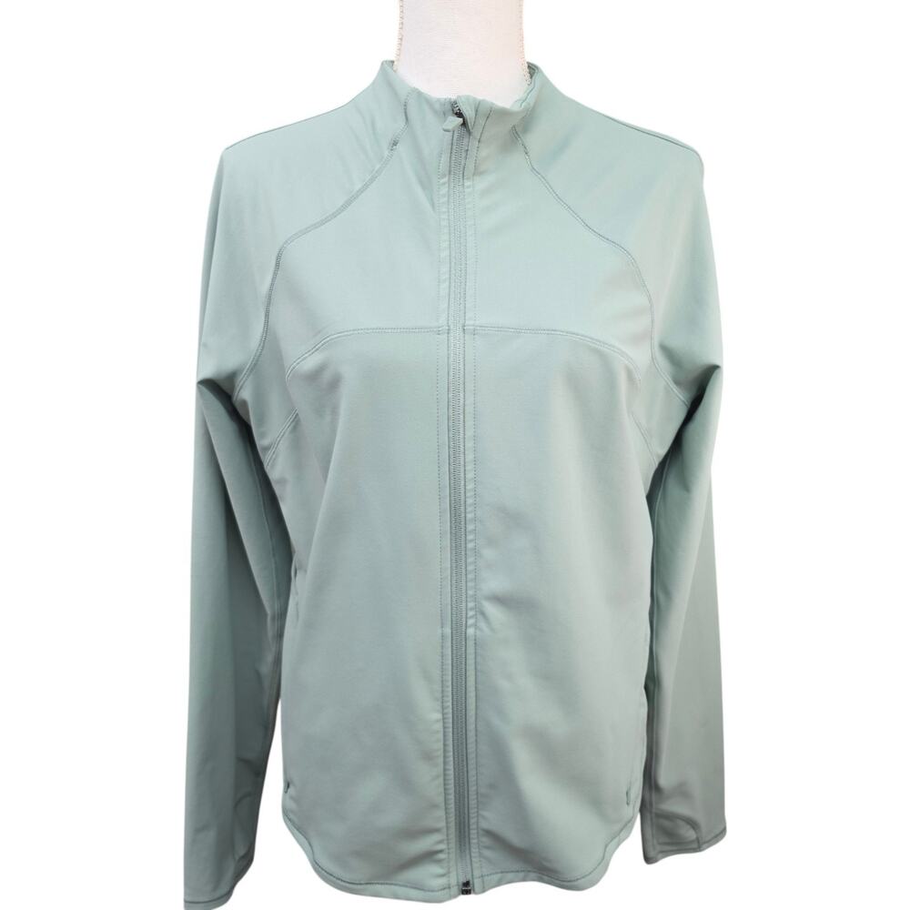 Old Navy Active PowerSoft Full Zip Jacket Women's Large Soft Green Go-Dry EUC